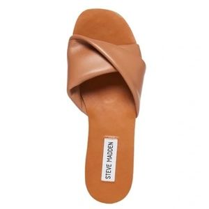 Steve Madden brown leather twist slides